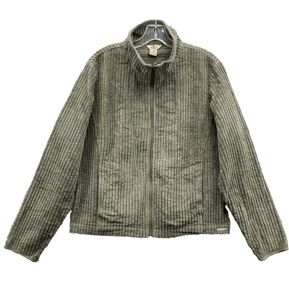 Woolrich Corduroy Jacket Women's Large Olive Green Ribbed 70s Retro Boho Cottage